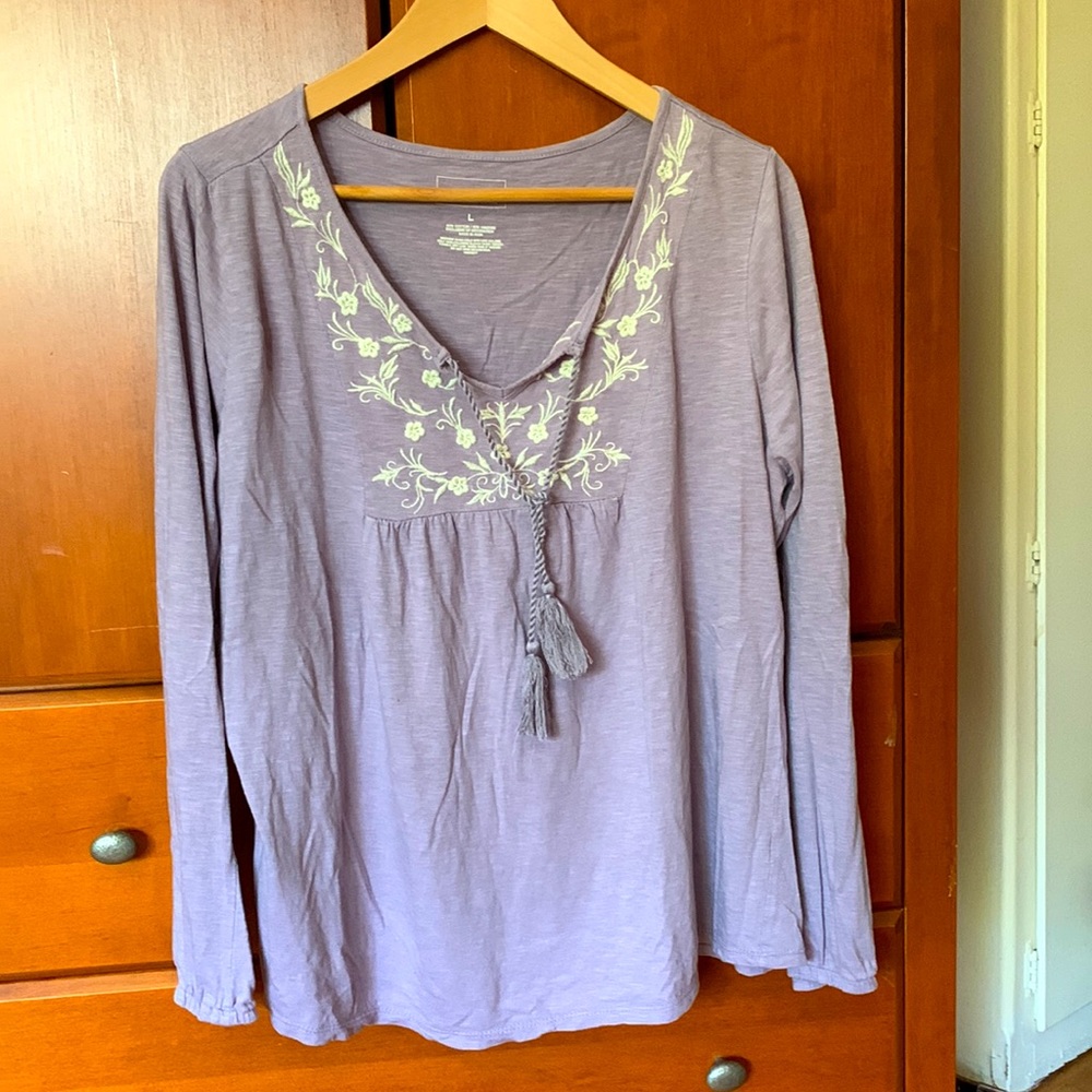 Purple/grey lightweight flowy boho tunic top. Sonoma, Large